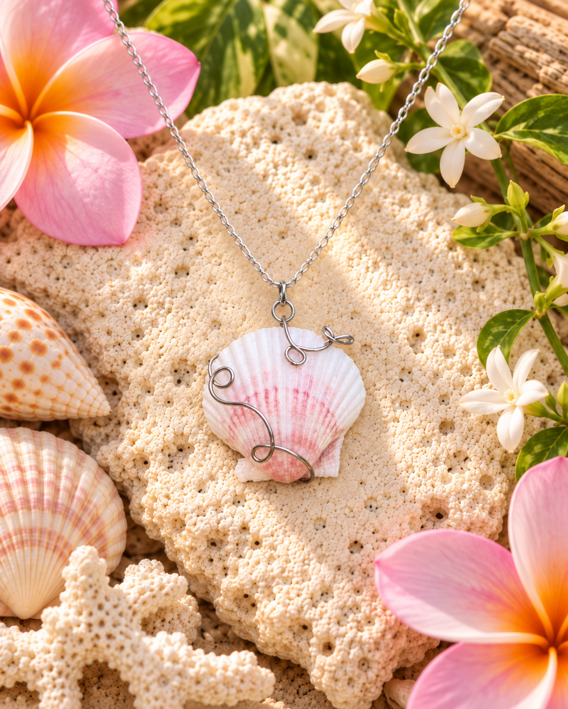Blushing Scallop Shell Necklace!