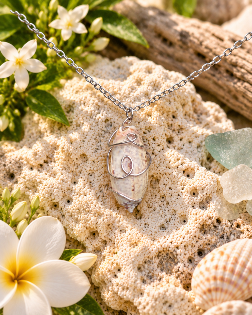 Silver Swirl Shell Necklace!