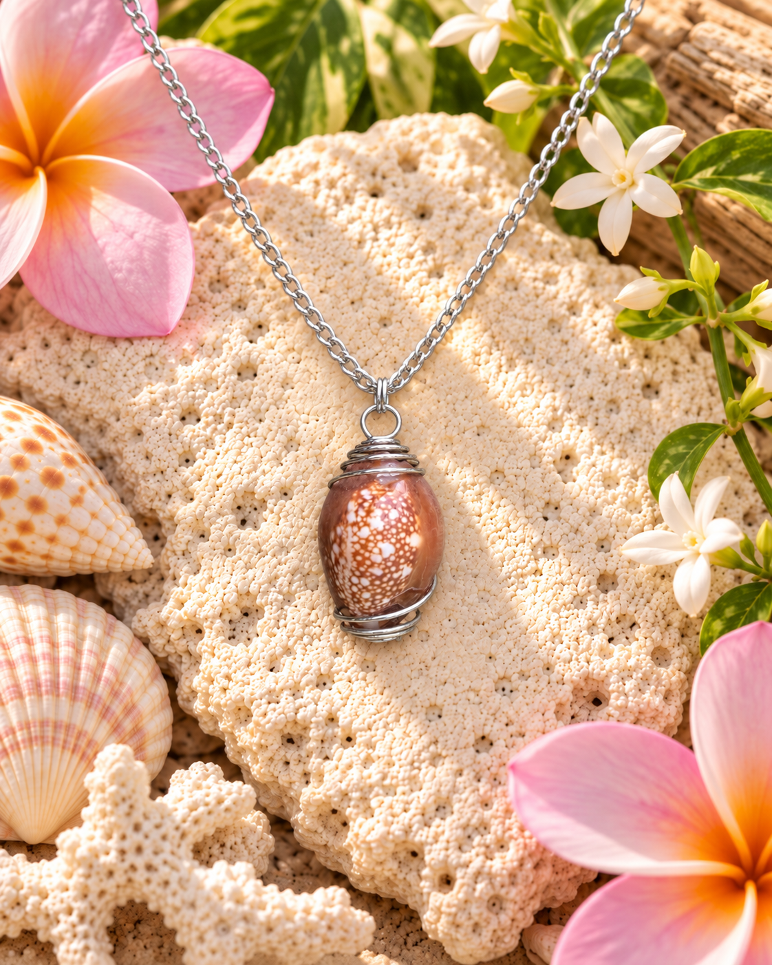 Patterned Cowrie Shell Necklace!