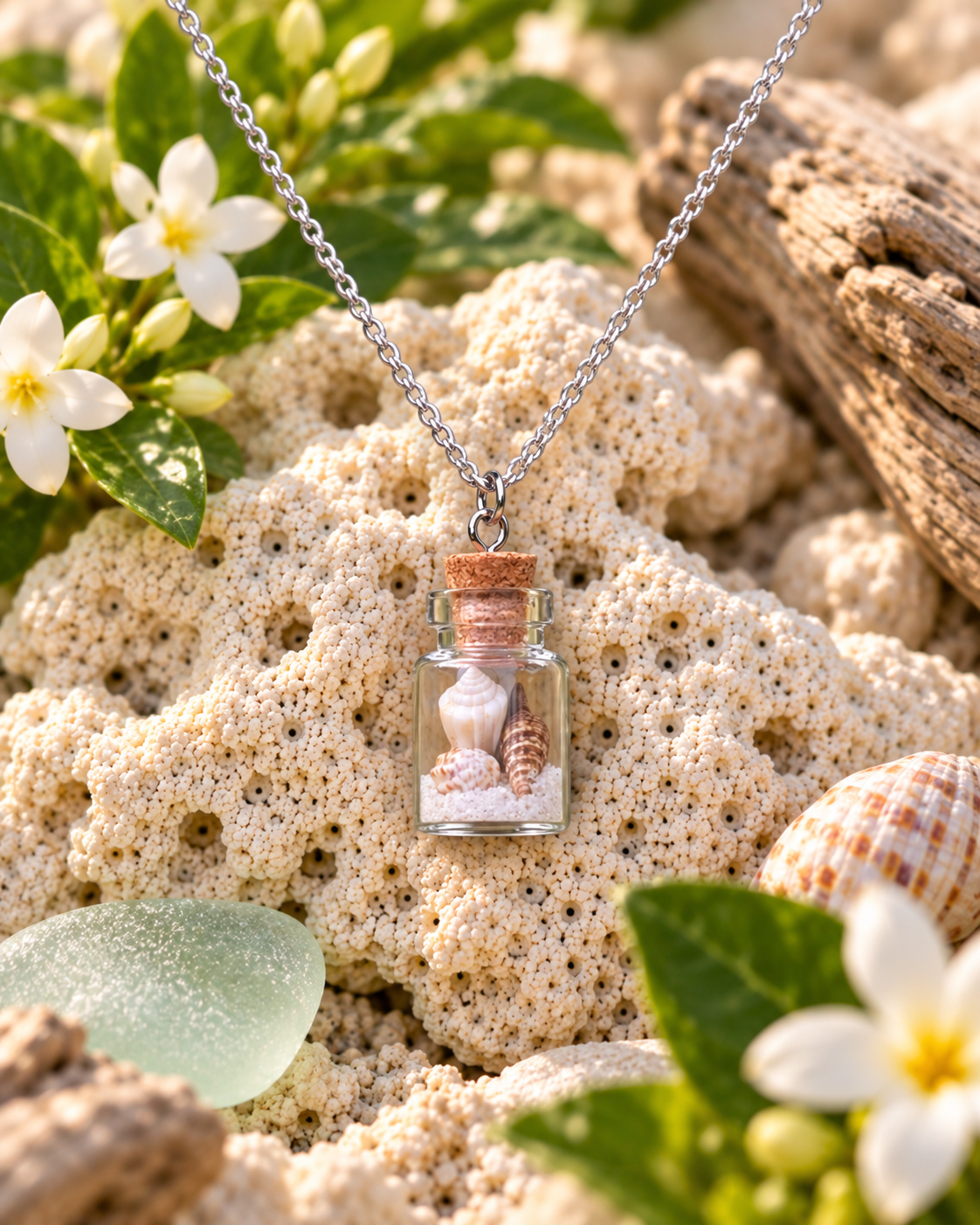Mini Seashell Bottle Necklace!