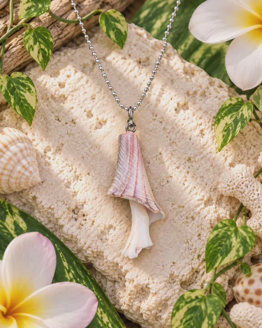 Rosewater Shroom Shell Necklace!