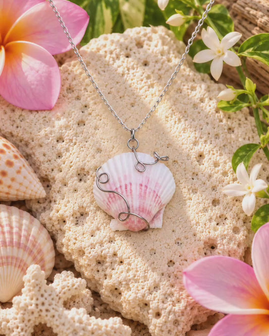 Blushing Scallop Shell Necklace!