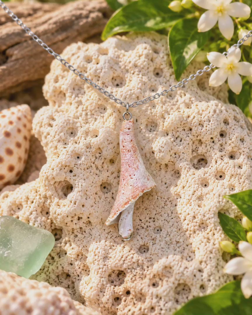 Coral Lace Shell Shroom Necklace!